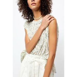 Free People Women Size M Boho High Tide Tee in Ivory Combo